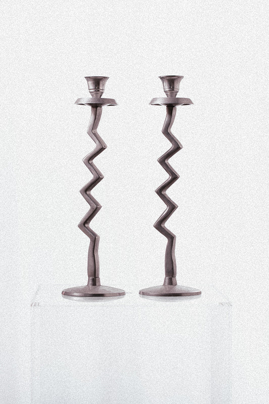 Vintage Modernist Zig Zag Candle Sticks